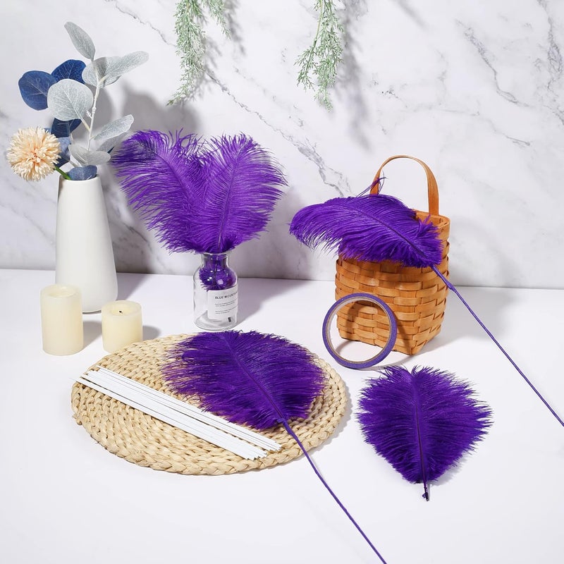 Holmgren Purple Large Ostrich Feather - 20pcs Making Kit 22 Inch Large Ostrich Feathersfor Crafts Floral Arrangement, Wedding Party Centerpieces Home Decorations (Purple) - Image 5